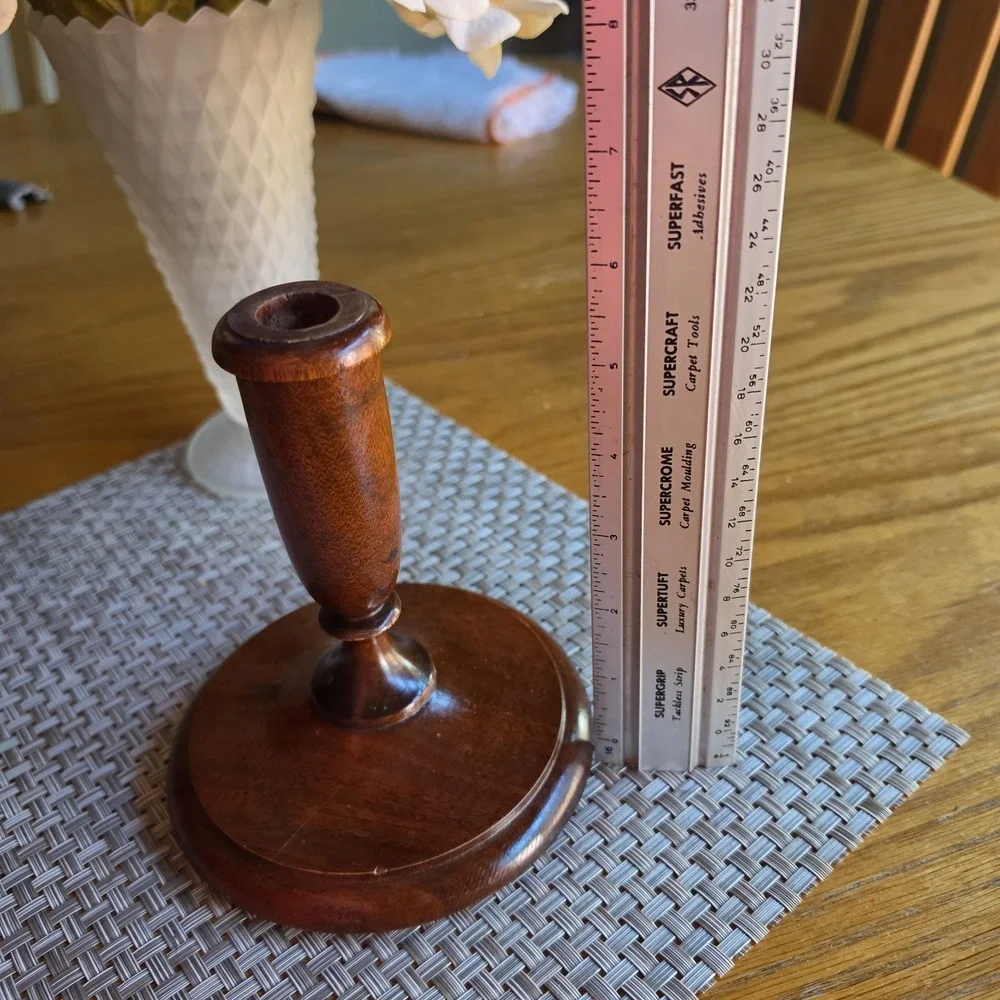 Vintage Wooden Taper Candle Holder Turned Wood Candlestick Primitive Farmhouse